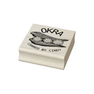 Okra Pods Veggie Vegetable Gumbo Canned Grown By Rubber Stamp
