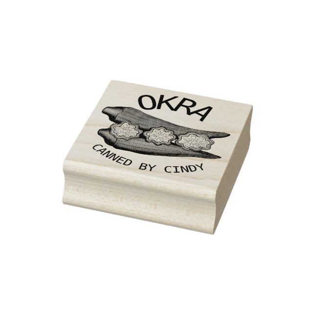 Okra Pods Veggie Vegetable Gumbo Canned Grown By Rubber Stamp (Stamp)
