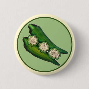 Okra Pods Veggie Vegetable Gumbo Southern Food 2 Inch Round Button