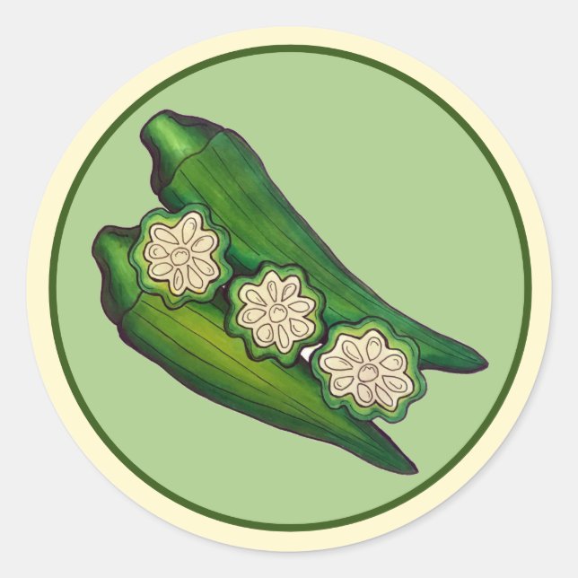 Okra Pods Veggie Vegetable Gumbo Southern Food Classic Round Sticker (Front)
