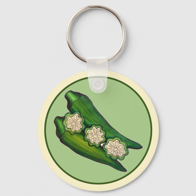 Okra Pods Veggie Vegetable Gumbo Southern Food Keychain (Front)