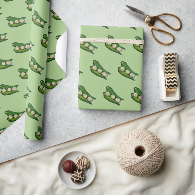 Okra Pods Veggie Vegetable Gumbo Southern Food Wrapping Paper (Crafts)