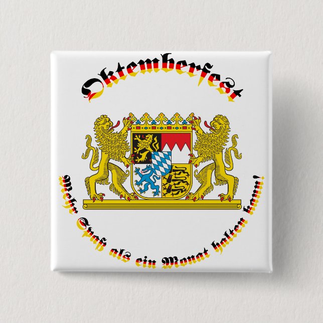Oktemberfest mit bayrischem Grosswappen 2 Inch Square Button (Front)