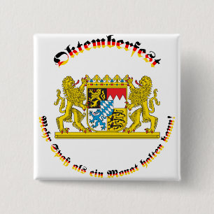 Oktemberfest mit bayrischem Grosswappen 2 Inch Square Button