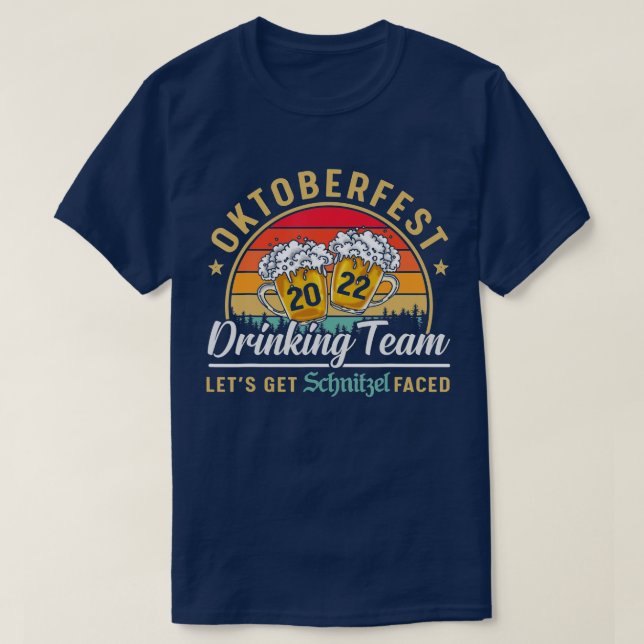 Oktoberfest 0 Drinking Team Lets Get Schnitzel Fac T-Shirt (Design Front)