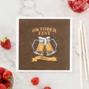 Oktoberfest 20xx Year Steins Brown Beer Party   Napkin