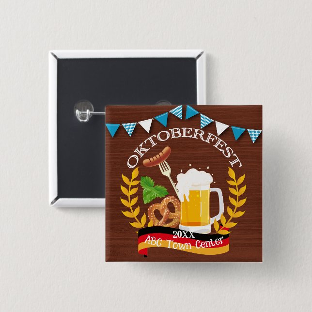 Oktoberfest 2 Inch Square Button (Front & Back)