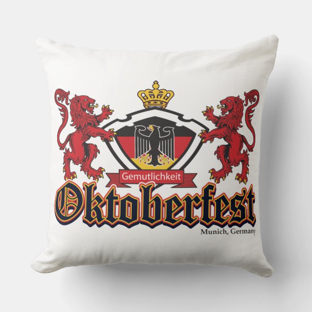 Oktoberfest 2 Lions Throw Pillow (Front)