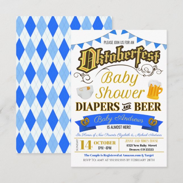 Oktoberfest Baby Shower Invite (Front/Back)