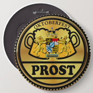 Oktoberfest Bavaria Munich Germany Prost Golden  6 Inch Round Button