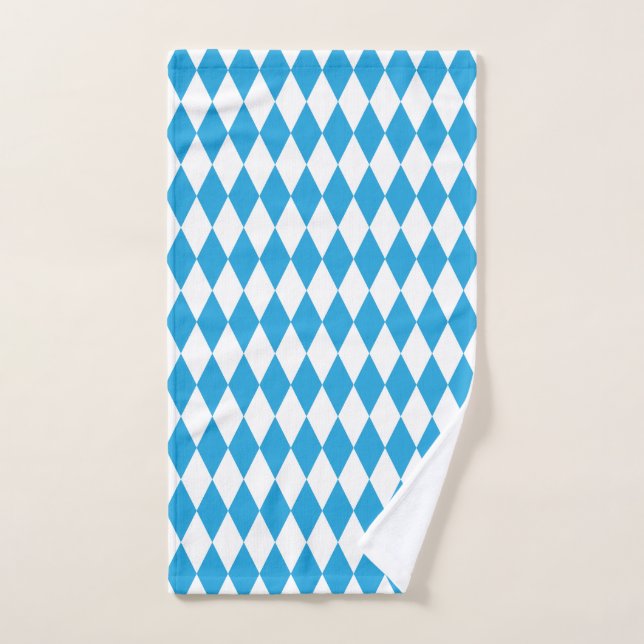 Oktoberfest Bavarian Blue and White Large Diagonal Hand Towel (Hand Towel)