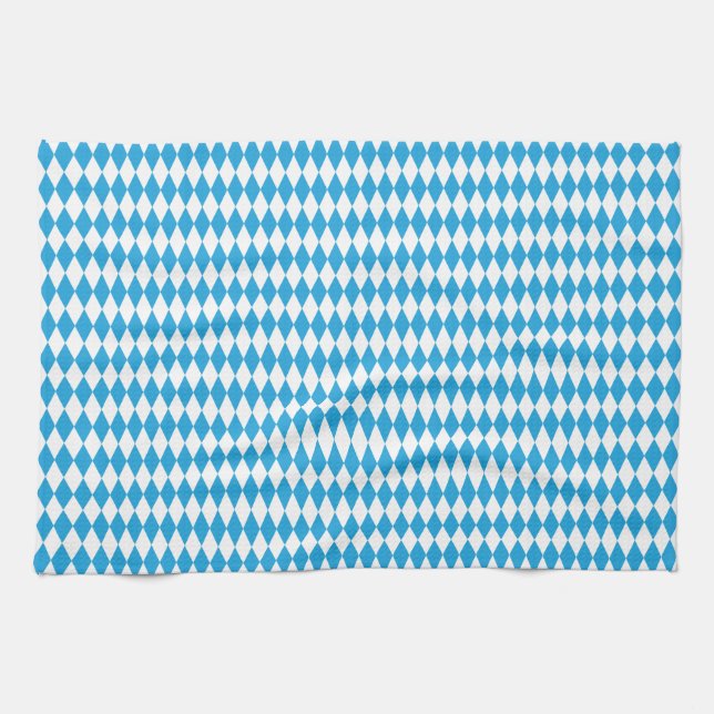 Oktoberfest Bavarian Blue and White Medium Pattern Kitchen Towel (Horizontal)
