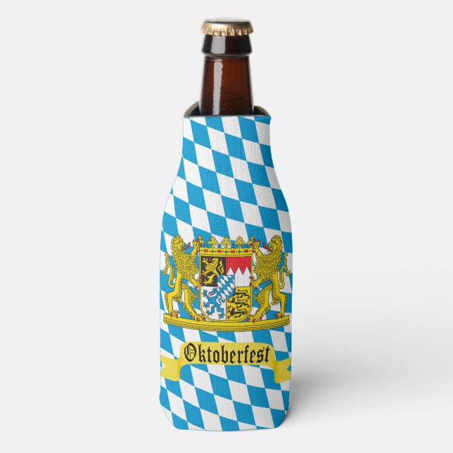 Oktoberfest Bavarian Crest Bottle Cooler (Bottle Front)
