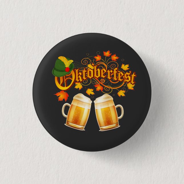 Oktoberfest Beer  1 Inch Round Button (Front)