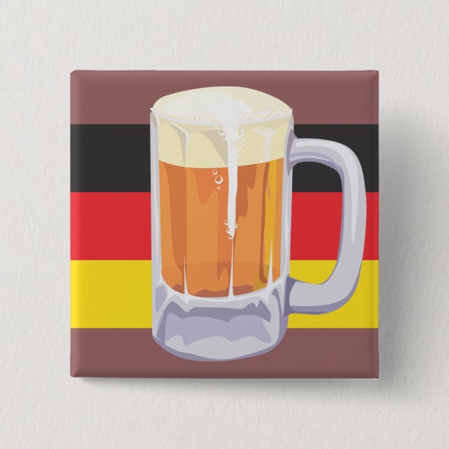 Oktoberfest Beer and German Flag 2 Inch Square Button (Front)