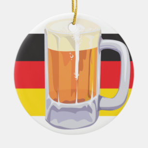 Oktoberfest Beer and German Flag Ceramic Ornament