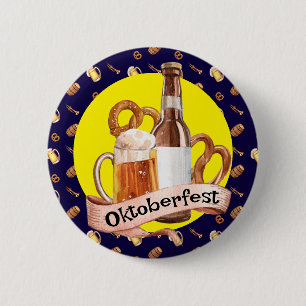 Oktoberfest Beer And Pretzels  2 Inch Round Button