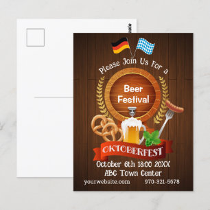 Oktoberfest Beer Barrel Postcard