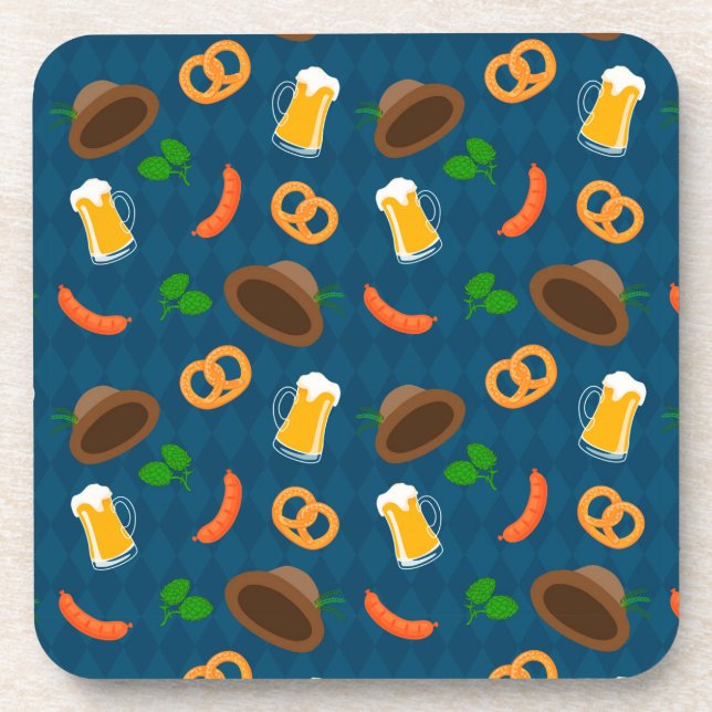 Oktoberfest Beer Bavarian Pattern  Coaster (Front)