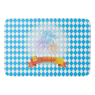 OKTOBERFEST beer festival decoration Blue pattern  Bath Mat