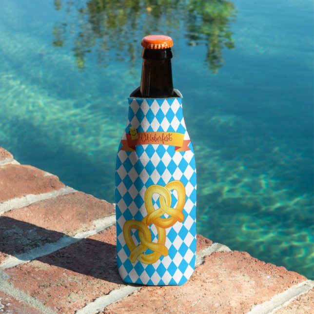 OKTOBERFEST beer festival decoration Blue pattern Bottle Cooler (In Situ Pool)