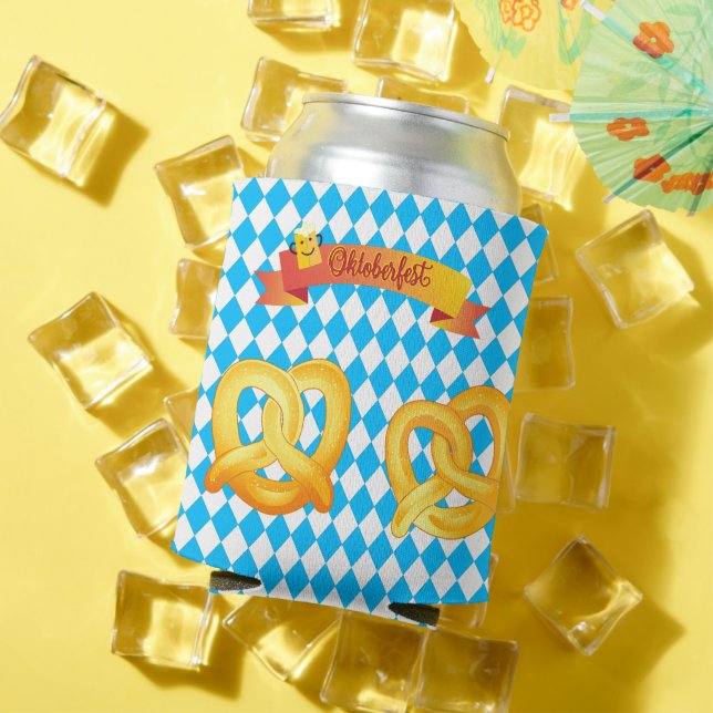 OKTOBERFEST beer festival decoration Blue pattern Can Cooler (In Situ Summer)