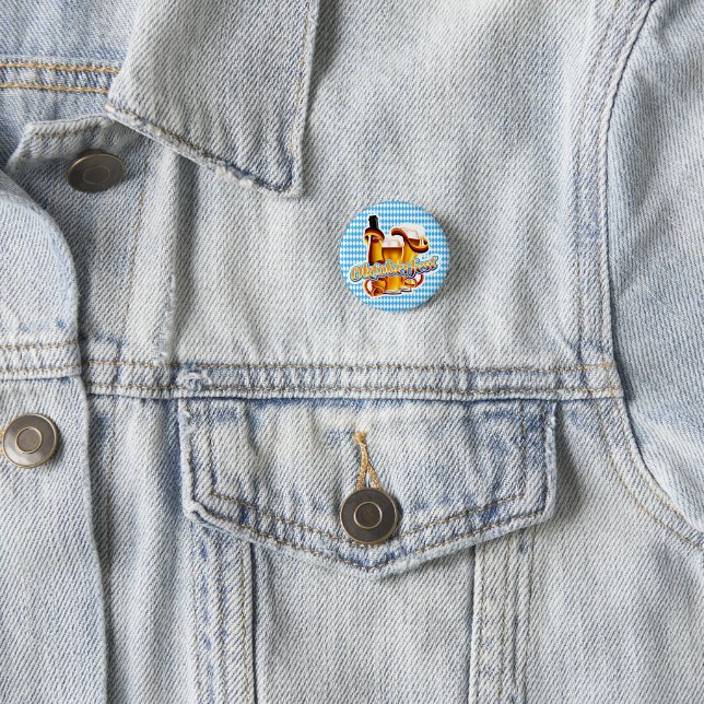 Oktoberfest Beer Festival German Bavarian Colours 1 Inch Round Button (In Situ)