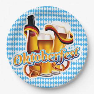 Oktoberfest Beer Festival German Bavarian Colours Paper Plate
