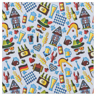Oktoberfest Beer Festival on pale blue Fabric