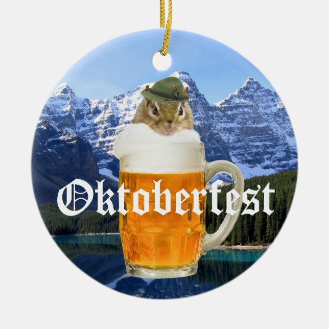 Oktoberfest Beer Festival Party Animal Ceramic Ornament (Front)