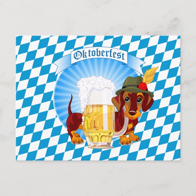 Oktoberfest Beer Hound Postcard (Front)