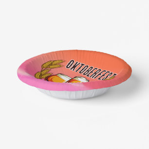 Oktoberfest Beer Ladies Glasses on Pink Pastel Paper Plate