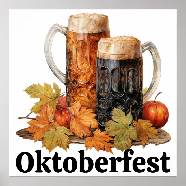 Oktoberfest Beer Mugs Art Poster (Front)