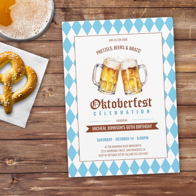 Oktoberfest Beer Party 60th Birthday Invitation (Oktoberfest Beer Party 60th Birthday Invitation)