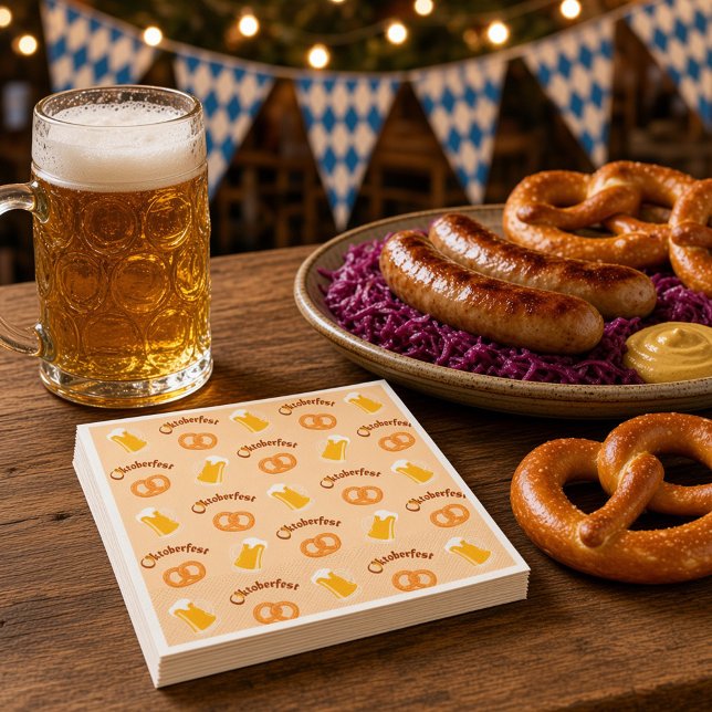 Oktoberfest Beer&Pretzel Pattern  Napkin (Creator Uploaded)