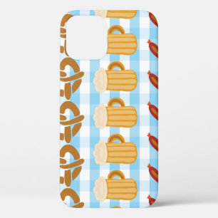 Oktoberfest: beer, pretzel, sausage pattern iPhone 12 case