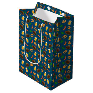 Oktoberfest Beer, Pretzel & Sausage Pattern  Medium Gift Bag
