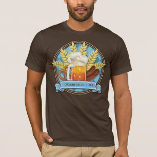 Oktoberfest Beer Sausage Pretzel Logo, bavarian T-Shirt