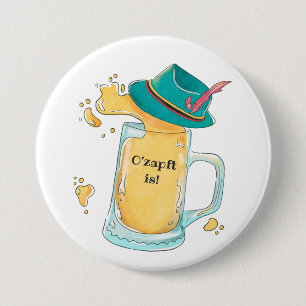Oktoberfest Beer Stein and Alpine Hat 3 Inch Round Button