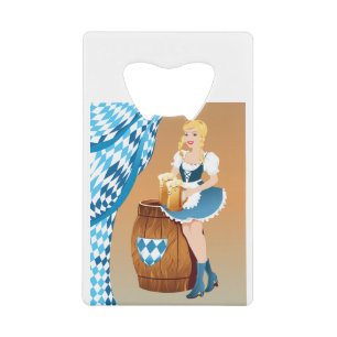 oktoberfest blonde beer girl credit card bottle opener