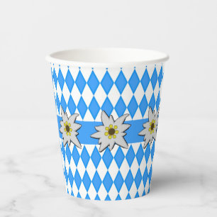Oktoberfest Blue and White with Edelweiss Paper Cups