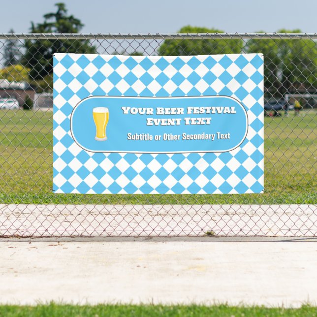 Oktoberfest Blue Diamonds & Beer Custom Festival Banner (Insitu)