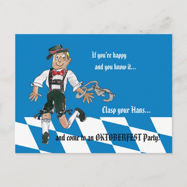 Oktoberfest Blue Party Invitation Carte postale (Devant)