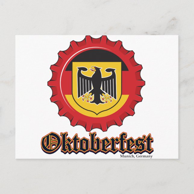 Oktoberfest Bottle Cap Postcard (Front)