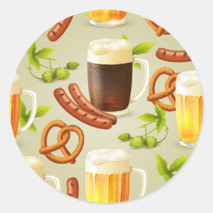 Oktoberfest Brats & Beers Classic Round Sticker