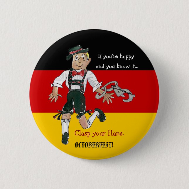 Oktoberfest Cartoon Button Pin (Front)