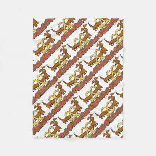 Oktoberfest-Cartoon-Pretzel-Doxie Fleece Blanket