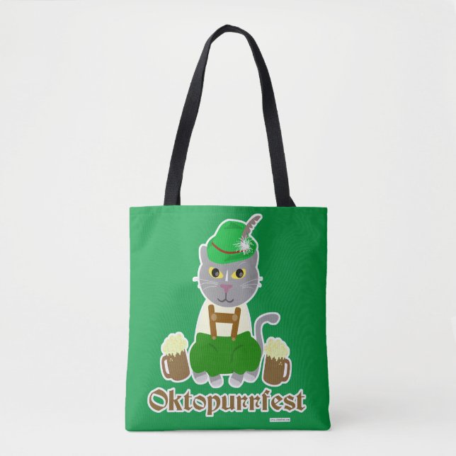 Oktoberfest Cat Cartoon Art Fun Festival  Tote Bag (Front)