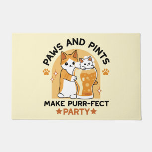 Oktoberfest Cat Party Paws and Pints Doormat