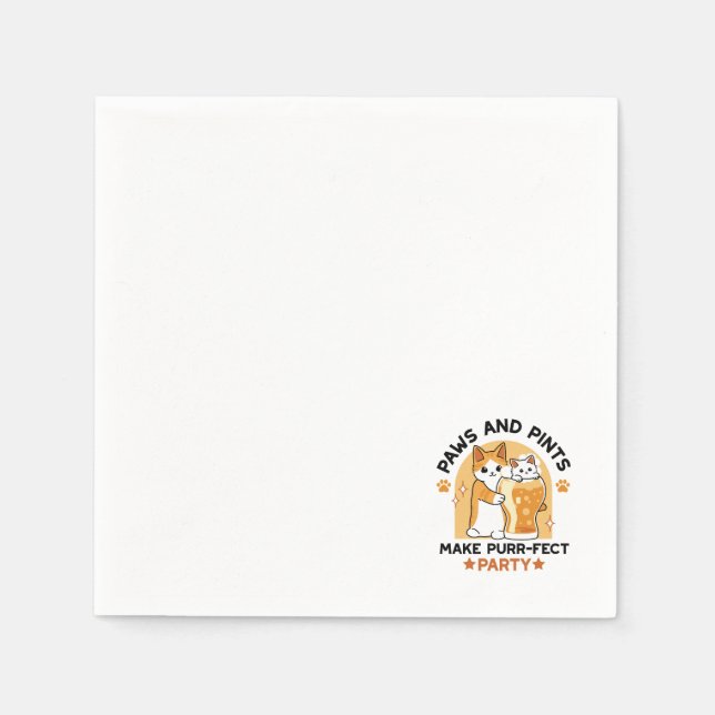 Oktoberfest Cat Party Paws and Pints Napkin (Front)
